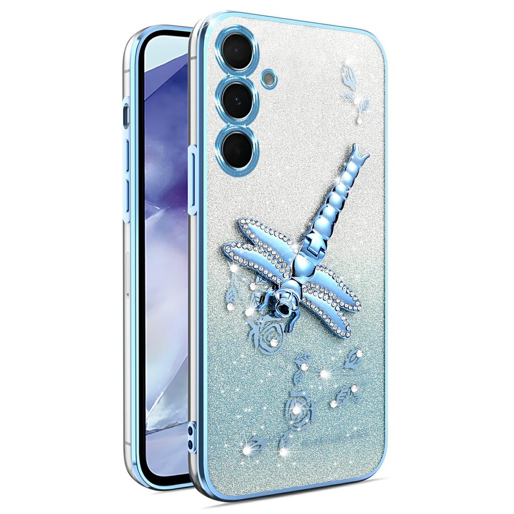 KADEM For Samsung Galaxy A55 5G Case Dragonfly Kickstand TPU Flowers Glitter Phone Cover