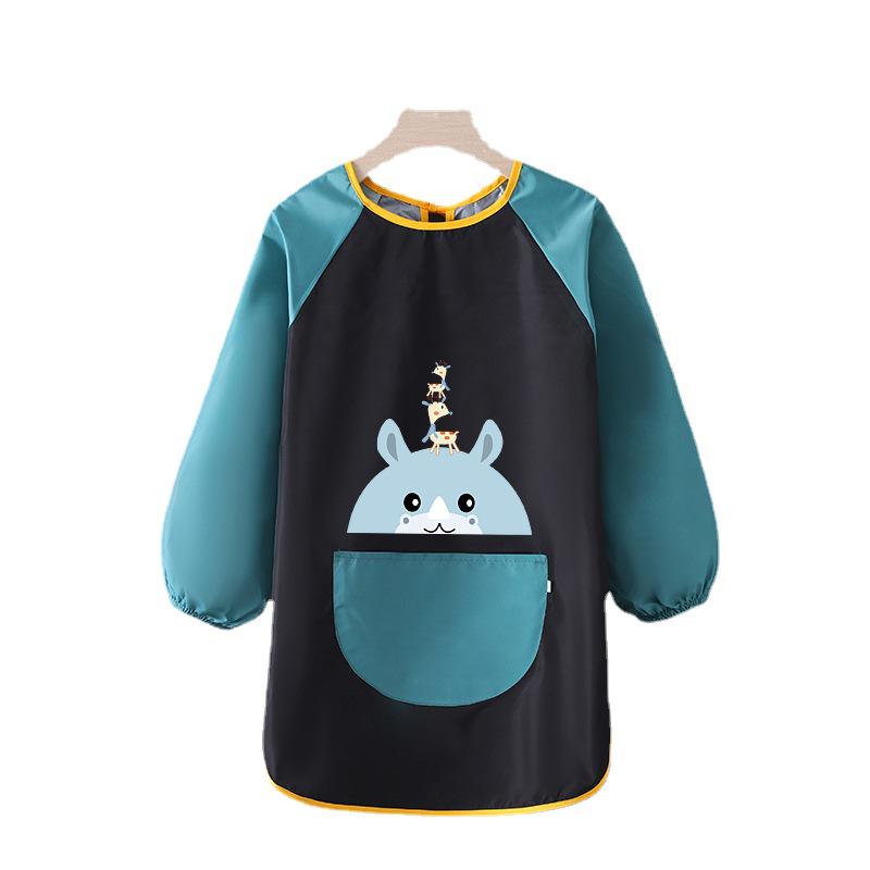 Children's Waterproof Art Smock with Logo - Reversible Apron for Painting and Eating  