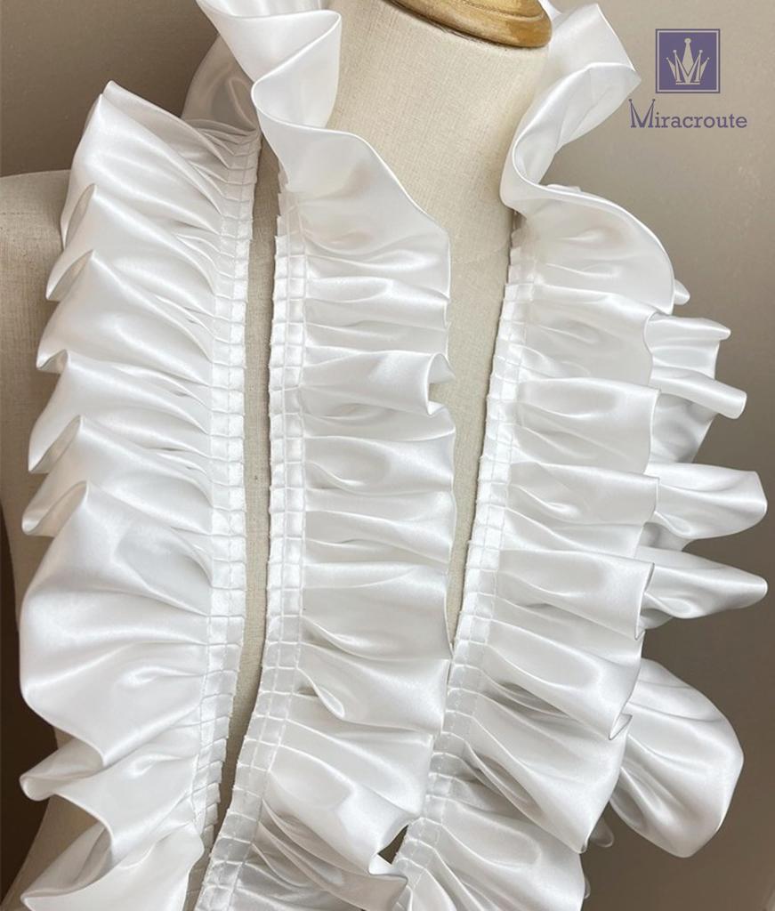 Tecido de Cetim 8cm de Largura x Comprimento Fita Fofa Franzida em Preto e Decorativa para Casamento Lolita Fantasias de Dança 4,5m Branco, Vestidos, Saias, (Branco)