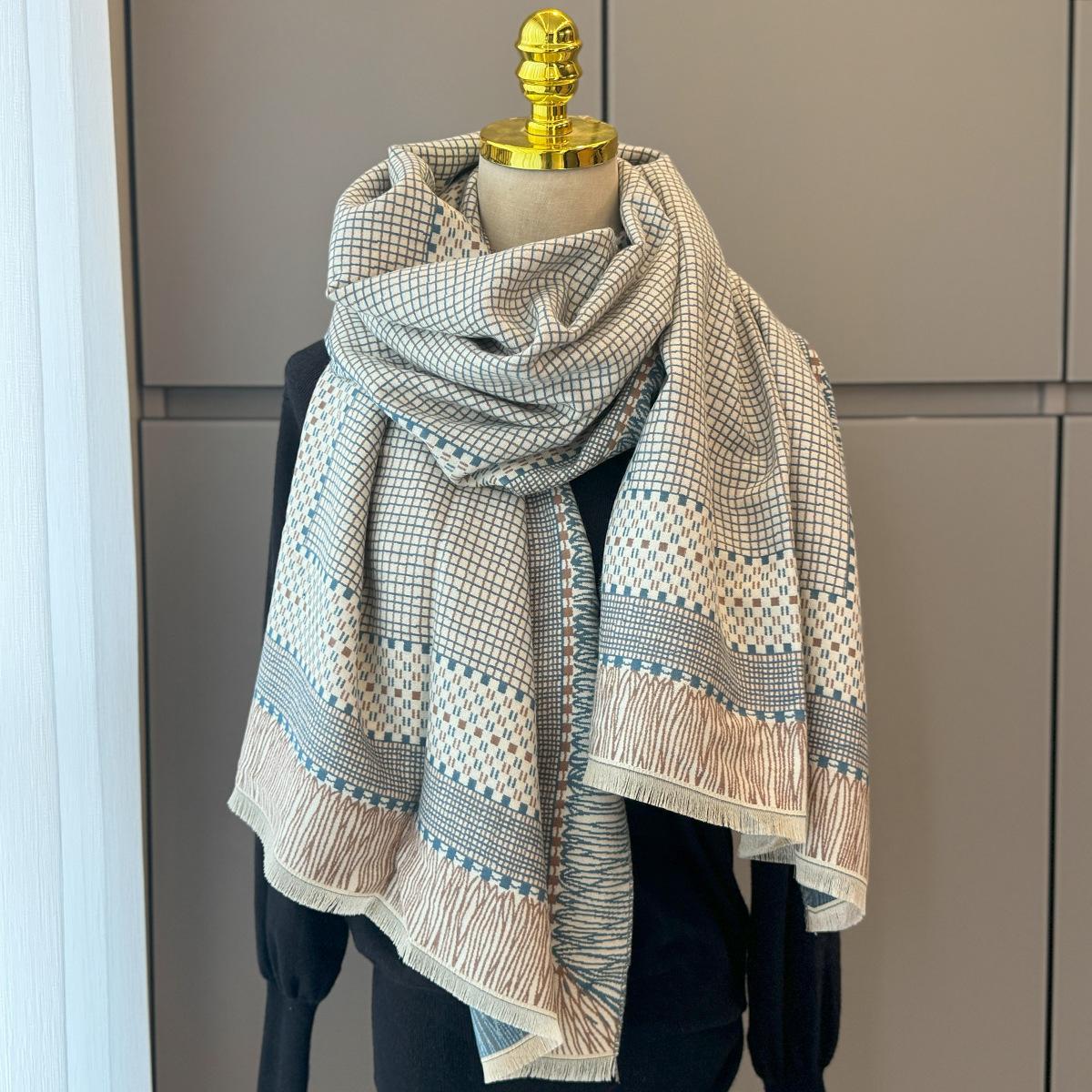 

Женский осенне-зимний универсальный утолщенный теплый шарф, длинная повседневная шаль из имитации кашемира с лошадью 185