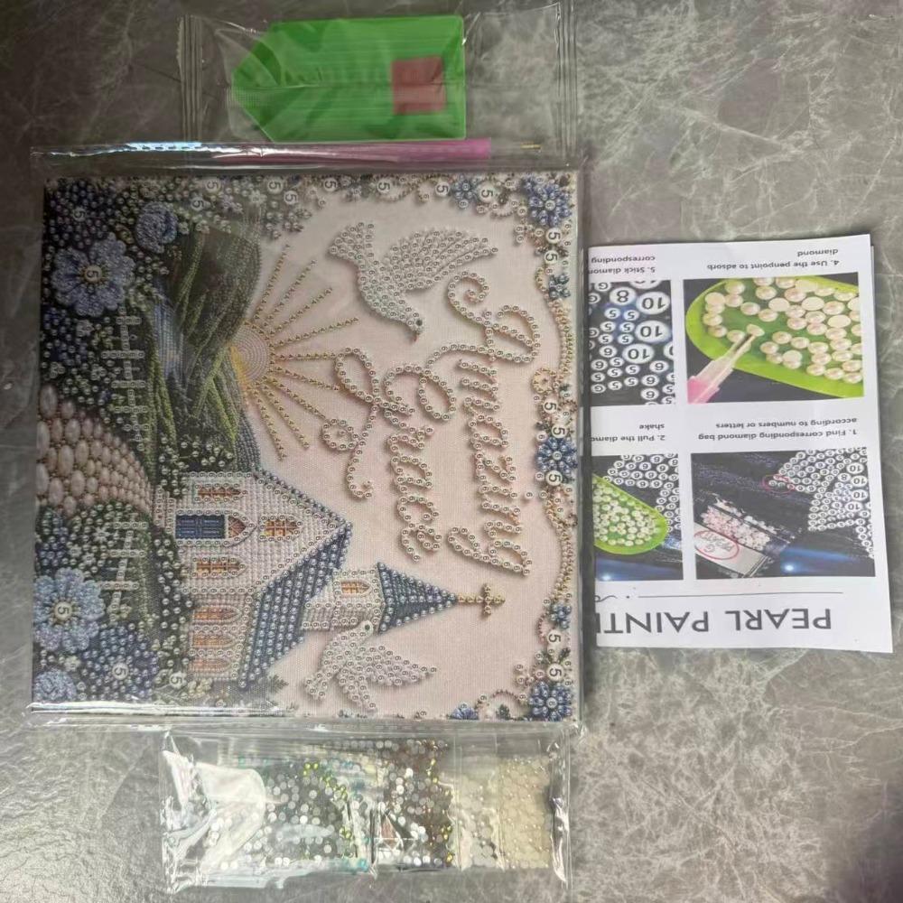 Handmade Religious Pearl Art Kits with Frame Religious Bead Art Kit Wall Decor