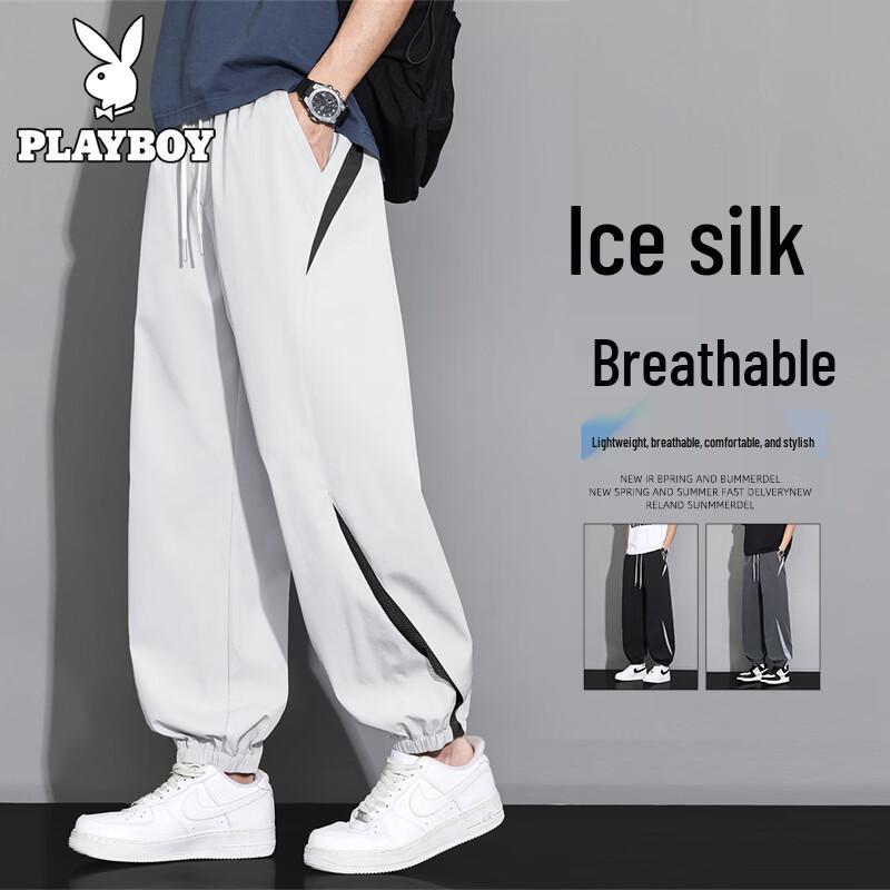 PLAYBOY Pantalon de jogging en soie glacée pour homme