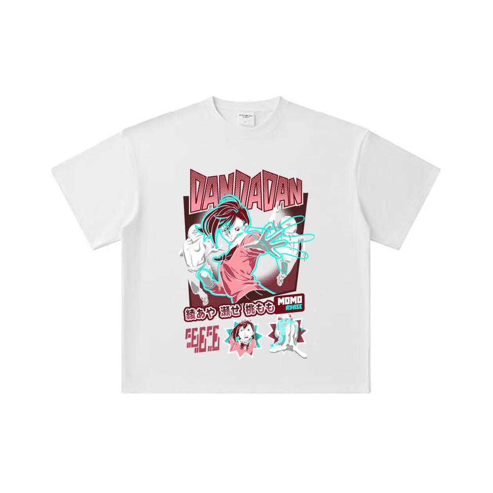 260 GSM Double Yarn 32 Count 100% Cotton Dandadan V15 Momo Print Unisex Heavy Cotton T Shirt