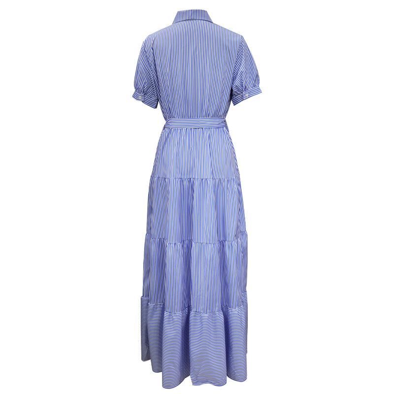 Summer Women's Dress Fashion Striped Short Sleeve Loose Midi Dresses