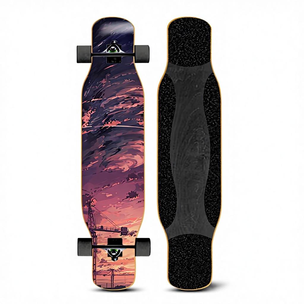 46IN Big Longboard Skateboard Boys Girls Beginners Adults Four-Wheel Street-Style Professional Double Rocker Maple Wood Dyed