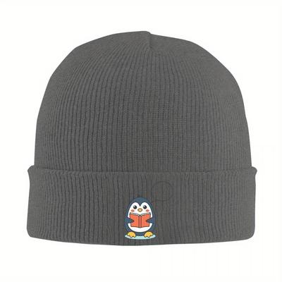 Cute Penguin Reading A Book With A Speech Bubble Warm Knitted Cap Bonnet Hat Autumn Winter Outdoor Beanies Hats for Unisex Women