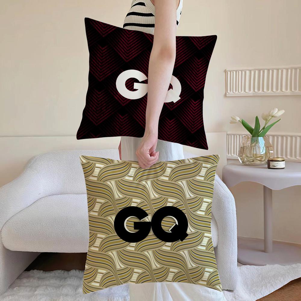 GQ Magazine Cushion Cover Anti-dustmite Pillowcase Invisible Zipper Silky Short Plush Sofa Cushion Cover