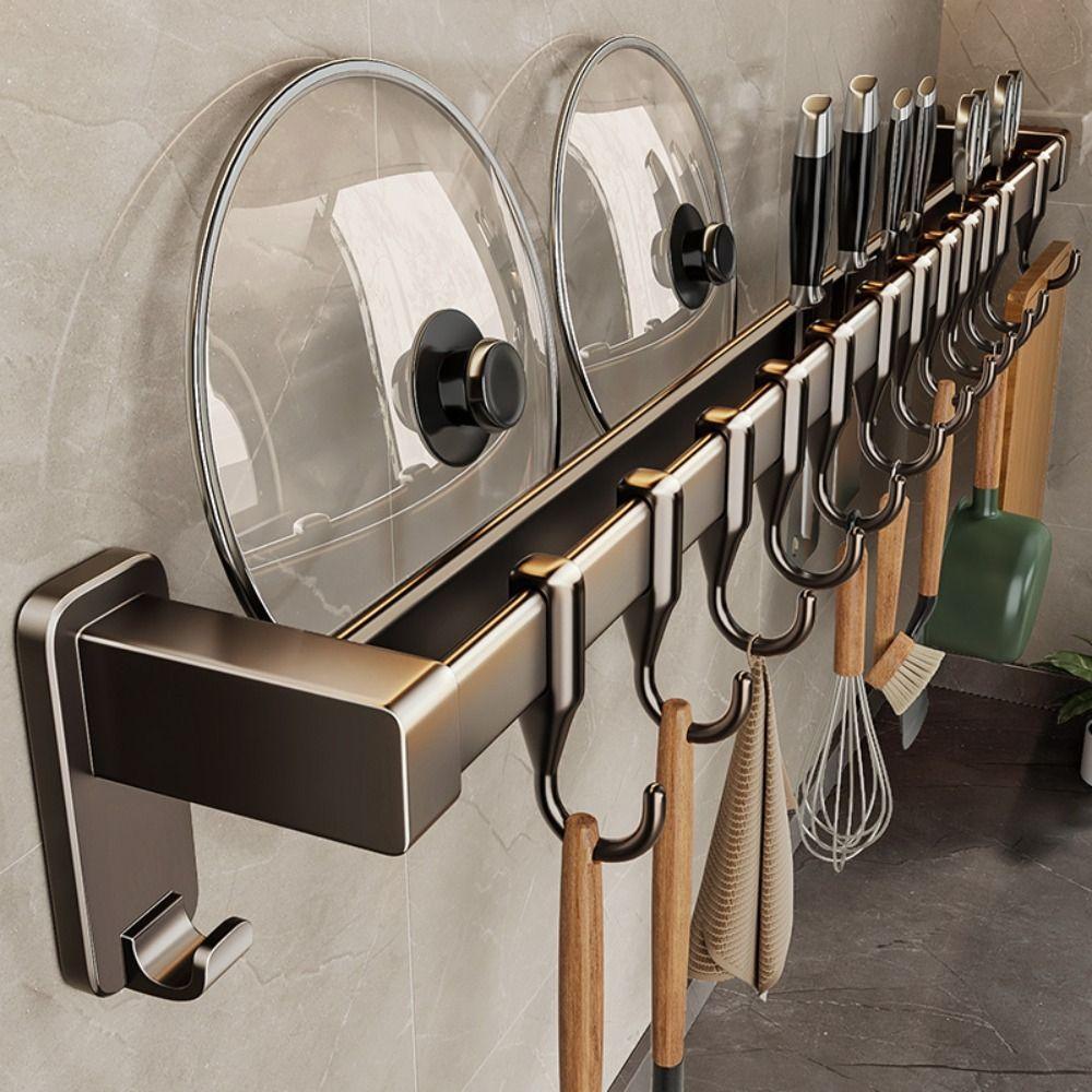 Double Pole Kitchen Organizer Hook Wall Mounted Spatula Storage Rack Tool Organization