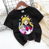 SailorsMoon Anime Girl's T-shirt Cotton Clothes Cute Cartoon Printed Toddler Sweatshirt Casual Short Sleeve Kids Game Trend Tops