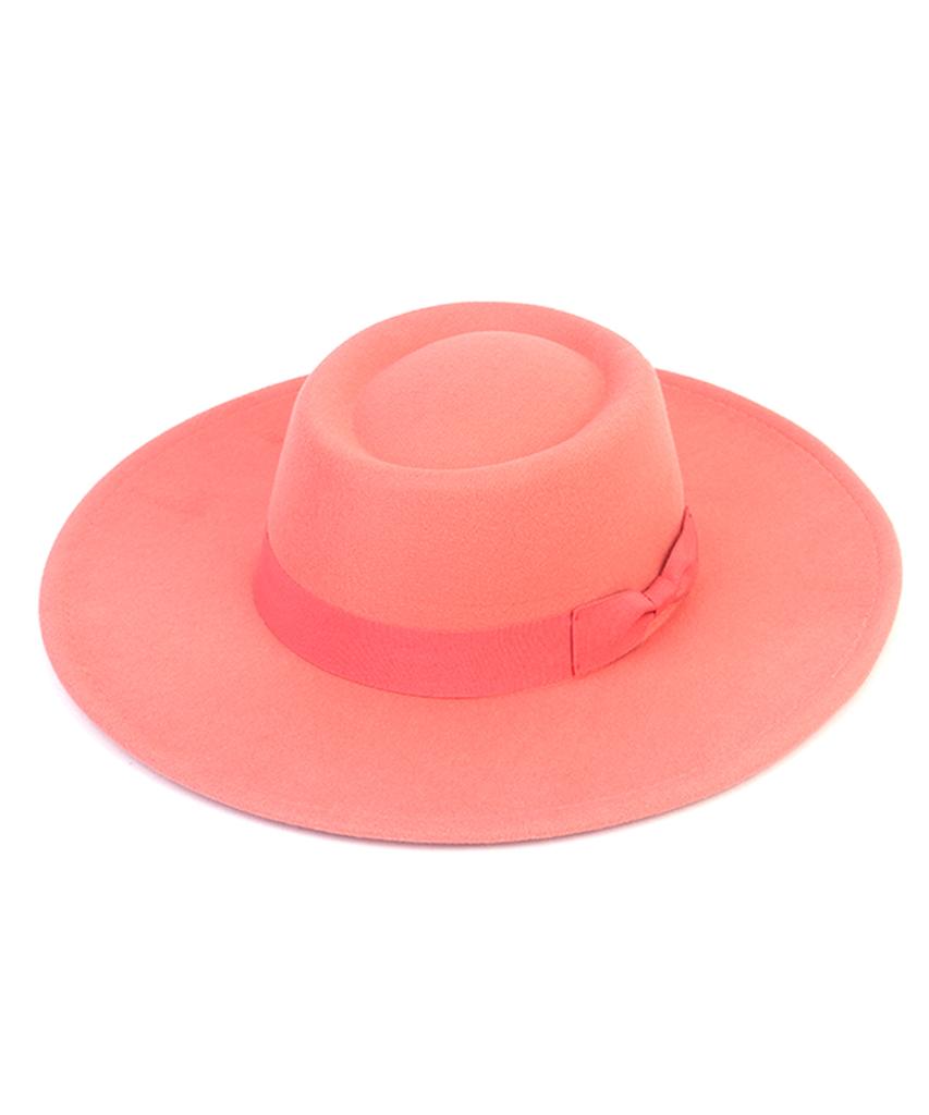 Yunibeosyeolkemiseuteuli Wool Pink Ribbon Long Fedora