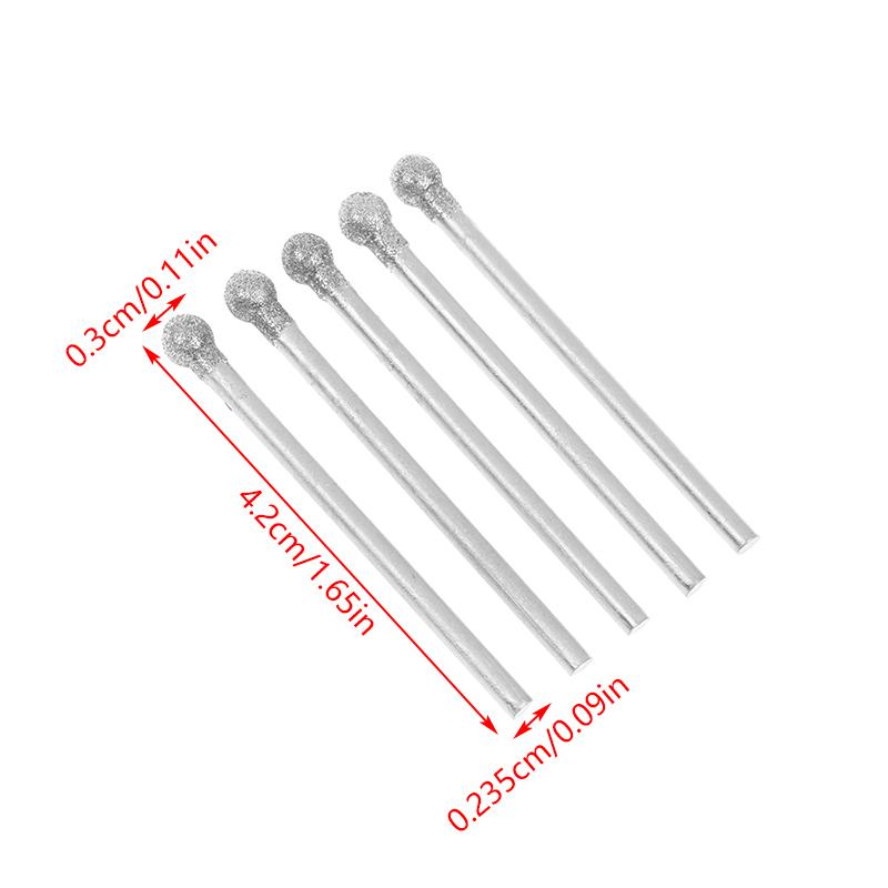 0,5 mm-8 mm Diamant Rund Entgraten Schleifen Bohrer Schleifkopf 2,35 mm Schaft Schnitzen Präzisionsschnitzwerkzeug Elektro-Schleifer Teile