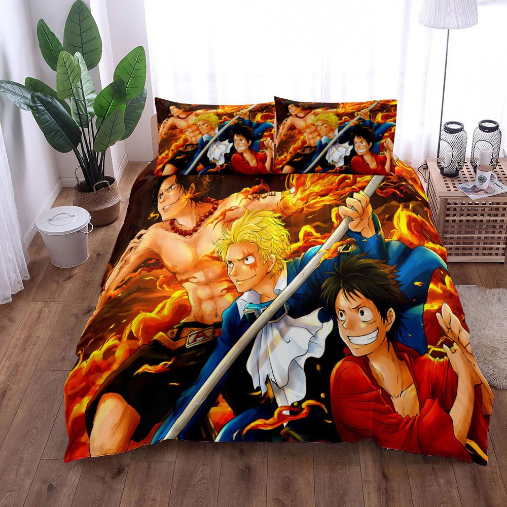 Anime O-Ones Pieces Bedding Set Japanese Luffys Duvet Cover Pillowcase for Children Boys Gift Single Queen King Size
