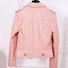 Women Jacket Faux Leather Smooth Surface Turn-down Collar Zip-up Zipper And Rivet Decor