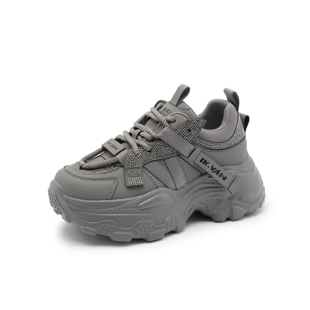 Spring New Rhinestone Platform Dad Shoes Women's Height Increase Small Sports and Leisure Shoes Versatile