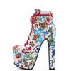 Fashion Flower Ankle Boots Women Platform Autumn Winter Short Boot Lace-up Sexy Ultra Heels Fetish Party Shoes Large Size 46