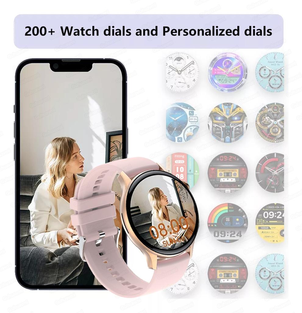 2025 Nové GPS Chytré hodinky Ženy Pravý AMOLED 466*466 HD Displej Sledování zdraví Sportovní NFC Hlas Bluetooth Volání Chytré hodinky Dámské