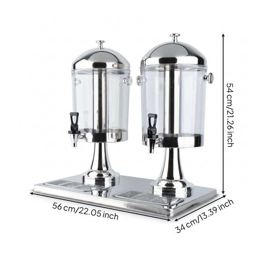 Commercial Drink Server Pedestal Stands Transparent Double-Head Juice Dispenser