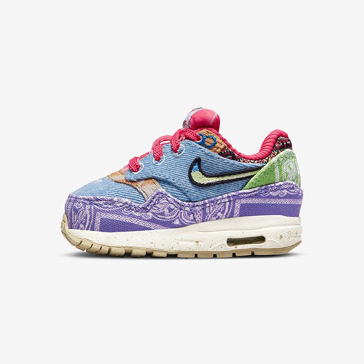

Nike Concepts x Air Max 1 SP PS Far Out Kids Sneakers Multi-Color Sail DR2362-100 34