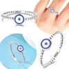 Original Real 925 Sterling Silver Blue Eye Ring For Women Men Size Adjustable Circular Open Ring Simple Jewelry Gift