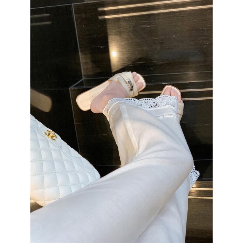Women s Lace Patchwork Wide-Leg Pants M