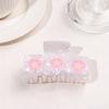 Hair Claw Strong Grip Hair Clip Ice-Clear Acetic Acid Material Floral Pattern Pearlescent Back Head Hair Claw Half-Tied Hair Accessory