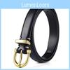 Solid Color Gold Buckle Decoration Women Casual Slim Waist Belt For Stylish Daily Use
