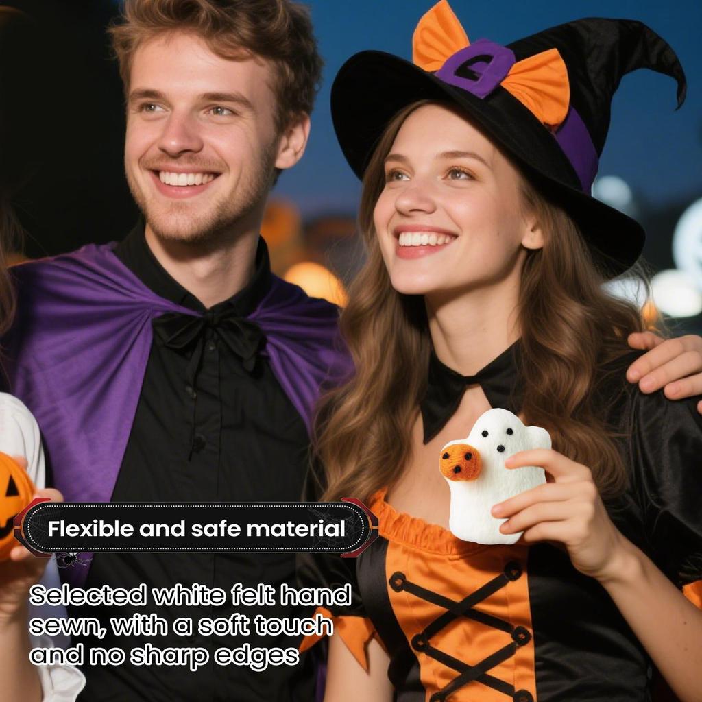 Halloween Ghost Felt Funny Decor Holding Pumpkin White Funny Ghost Ornaments For Desk Indoor Outdoor Home Festival Event Party