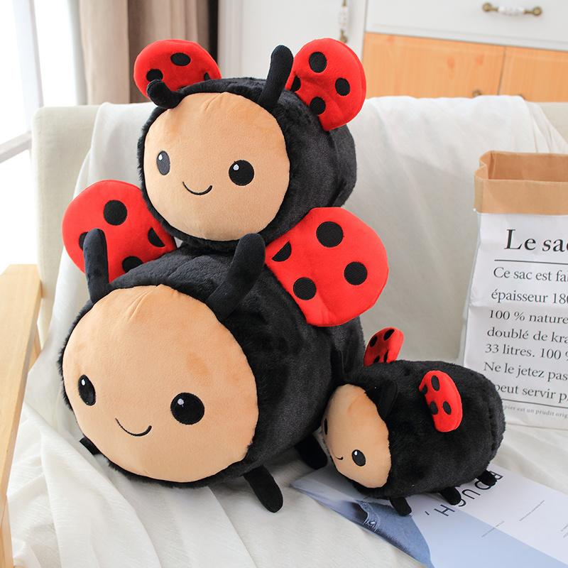 Cute Bee Ladybug Plush Toys High Quality Stuffed Dolls Sleeping Cylindrical Pillow Soft Sofa Decoration Birthday Gifts For Kids