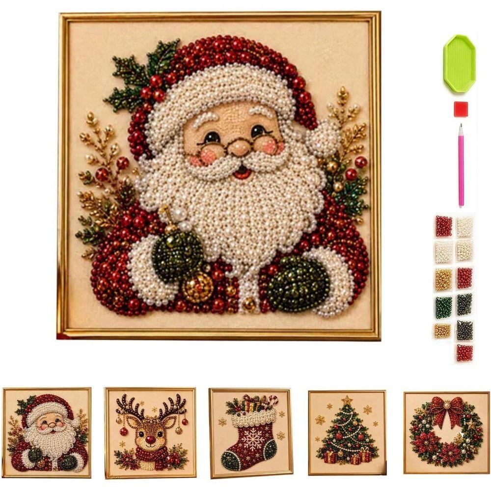 Stressabbauendes Weihnachts-Perlenkunst-Set Weihnachtsmann 3D Perlen-Kunst-Set Heimwanddekoration