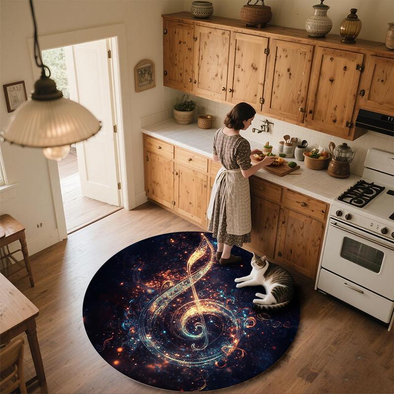 Musical Notes,Round Area Rug,Carpet Rug for Living Room Bedroom Sofa Playroom Decor,Non-slip Floor Mat