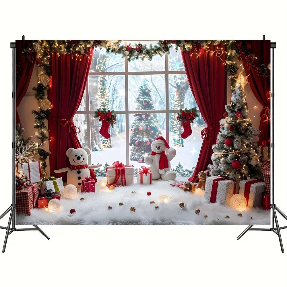 Vibrant Winter Wonderland Christmas Theme Banner Decoration Background Rural Window Scene Decoration Photography Background