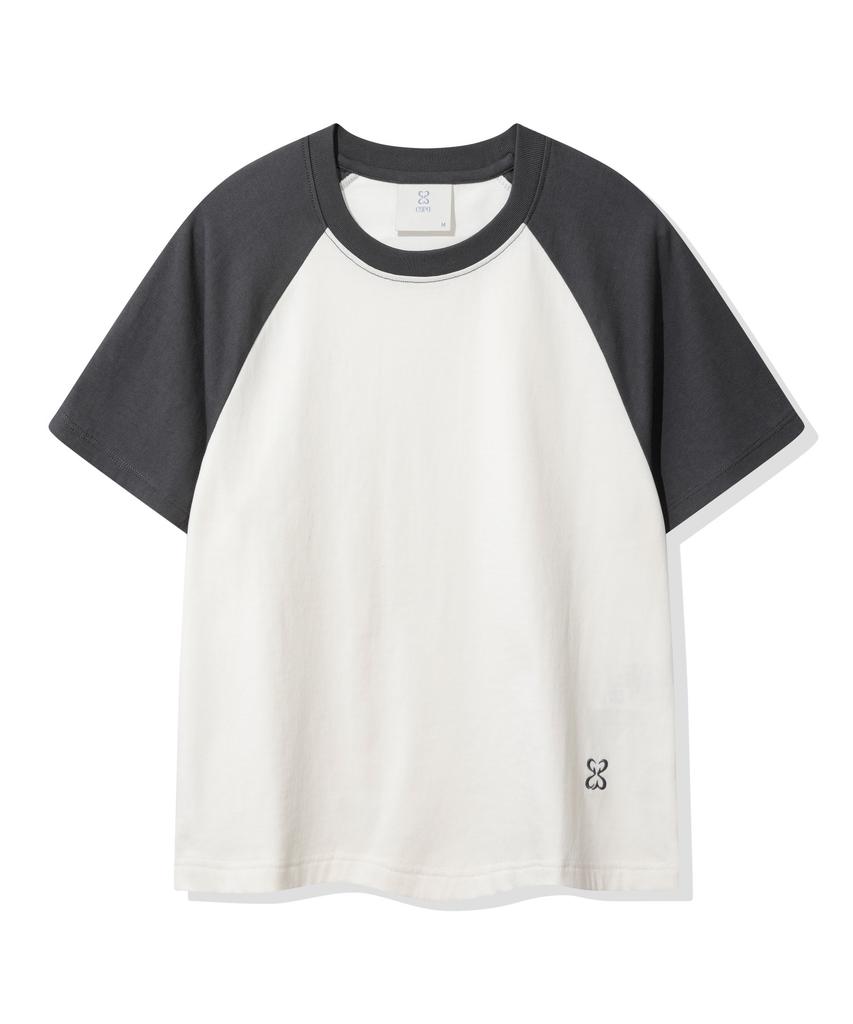 CGP (Women) Raglan Color Block Short Sleeve T-Shirt_Cream