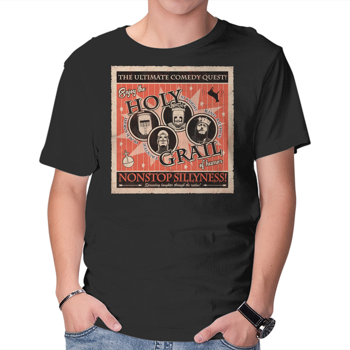 Unisex Crew Neck T-Shirt The Holy Grail Show Graphic Short Sleeve Casual Tee XS