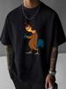 2026 New Mens Trendy Loose Fitting Round Neck Tshirt Casual Daily Cool Short Sleeved Funny Cartoon Pattern Print