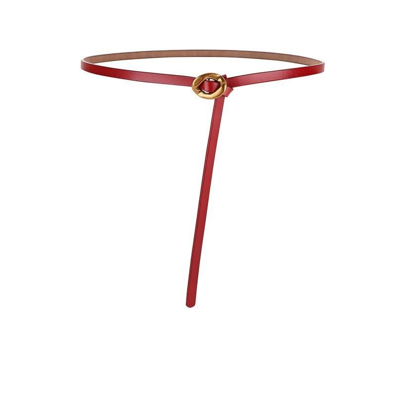 Genuine Leather Womens Slim Belt With Metal Buckle For Office And Casual Wear