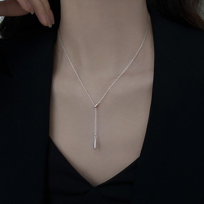 Silver Water Drop Clavicle Necklace Minimalist Luxury Fashion Jewelry For Women