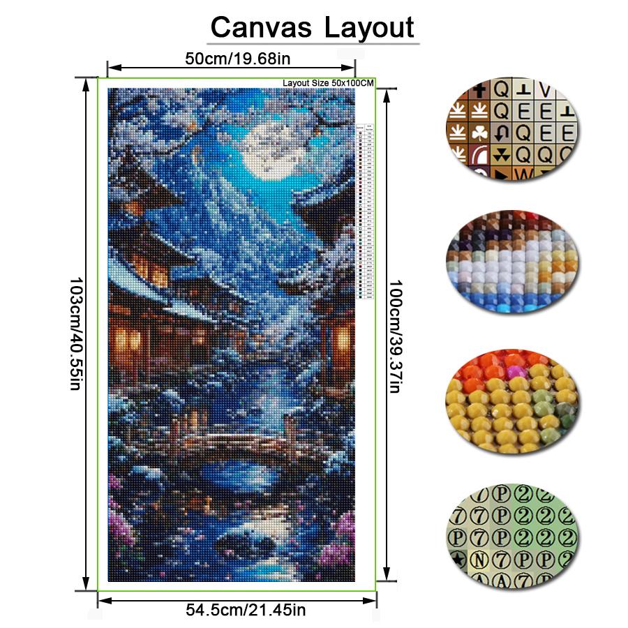 Moon Snow Mountain House Large Size Diamond Painting New Collection Winter Scenery Diy Full Drill Rhinestone Embroidery Mosaic Cross Stitch Kits