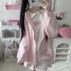 Schattige Konijnenoren Hoodie Dames Kawaii Konijn Print Sweatshirt Lente Herfst Y2K Kant Konijnenoor Capuchon Jas Roze Lolita Meisje Jas
