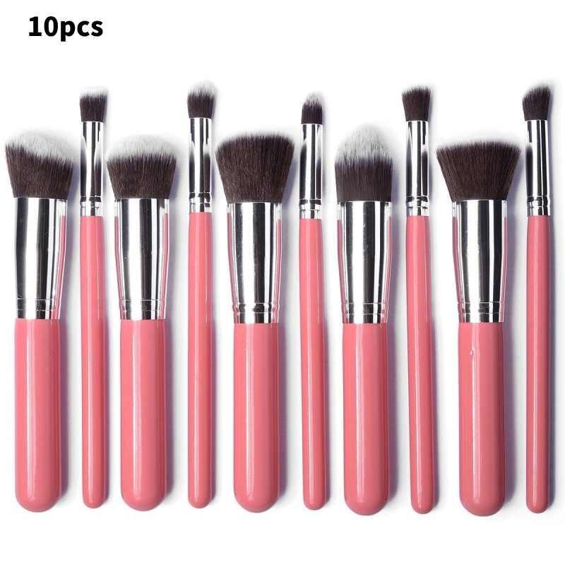 Cosmetic Brush Collection With Long Wooden Handles For Makeup Artists