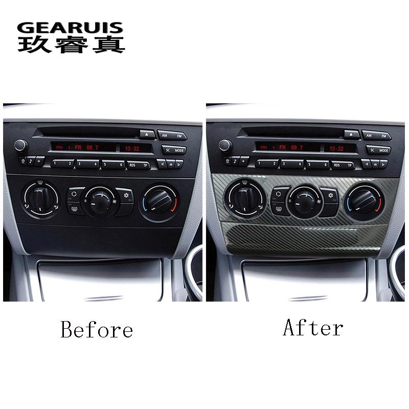 Consolă auto din fibră de carbon Buton pentru aer condiționat Decorare cadru Decor autocolant pentru BMW Seria 1 E81 coupe Buton de volum