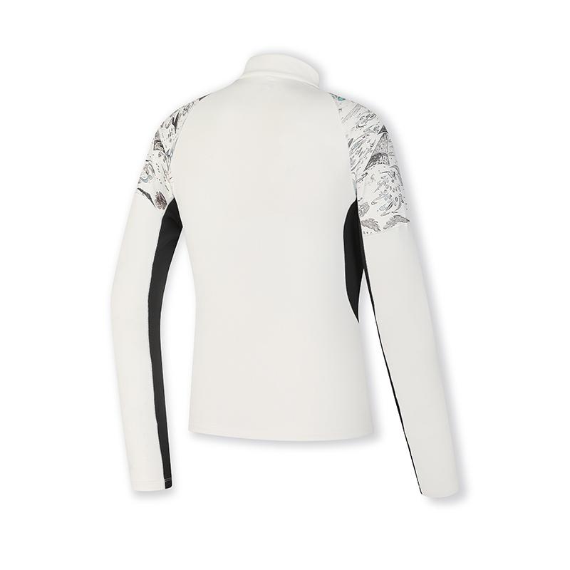 Fila Casual Stand Collar Half Zip Long Sleeve T-Shirt Women Tops Snow-White A11W517202FWT