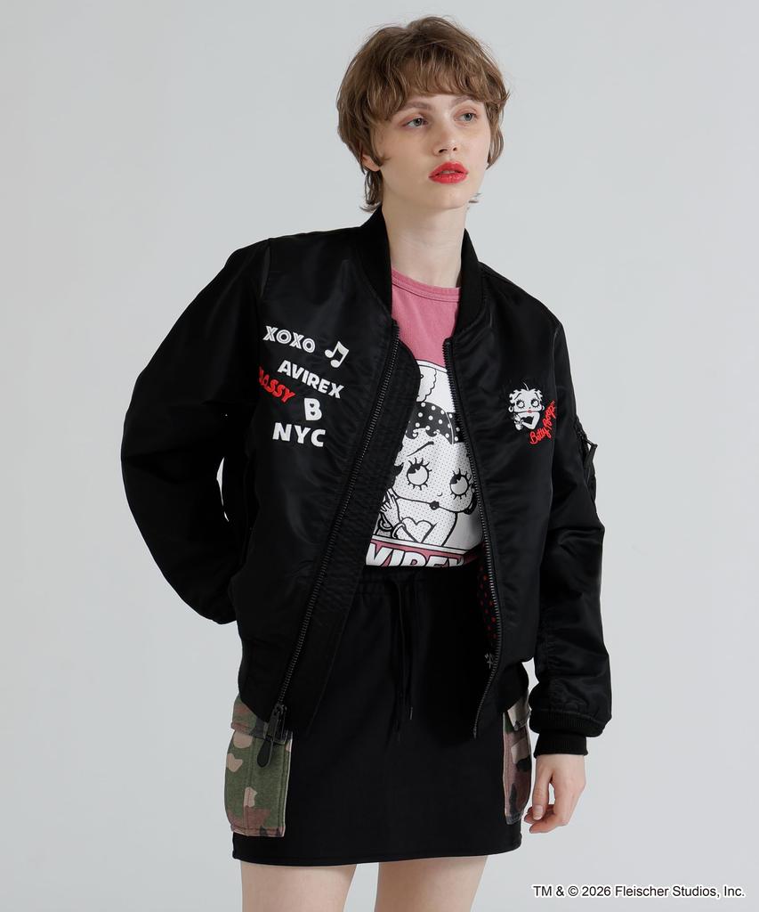 AVIREX X Betty Boop LIGHT MA-1 Women's S Size 010 Black 783-6152607