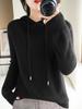 Women's Lace-up Knit Hoodie: Spring/Autumn Long Sleeve Loose Pullover Sweatshirt