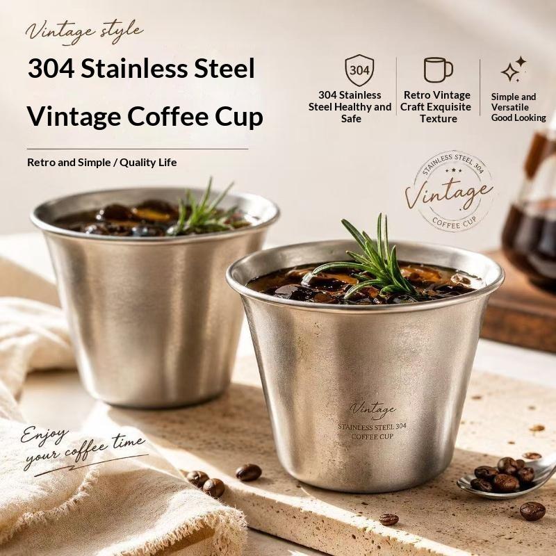 Stainless Steel Coffee Mug 300Ml Retro Style Cup Travel Tumbler Coffee Jug Milk Tea Cups Office Beer Mugs Cold Drinks Drinkware