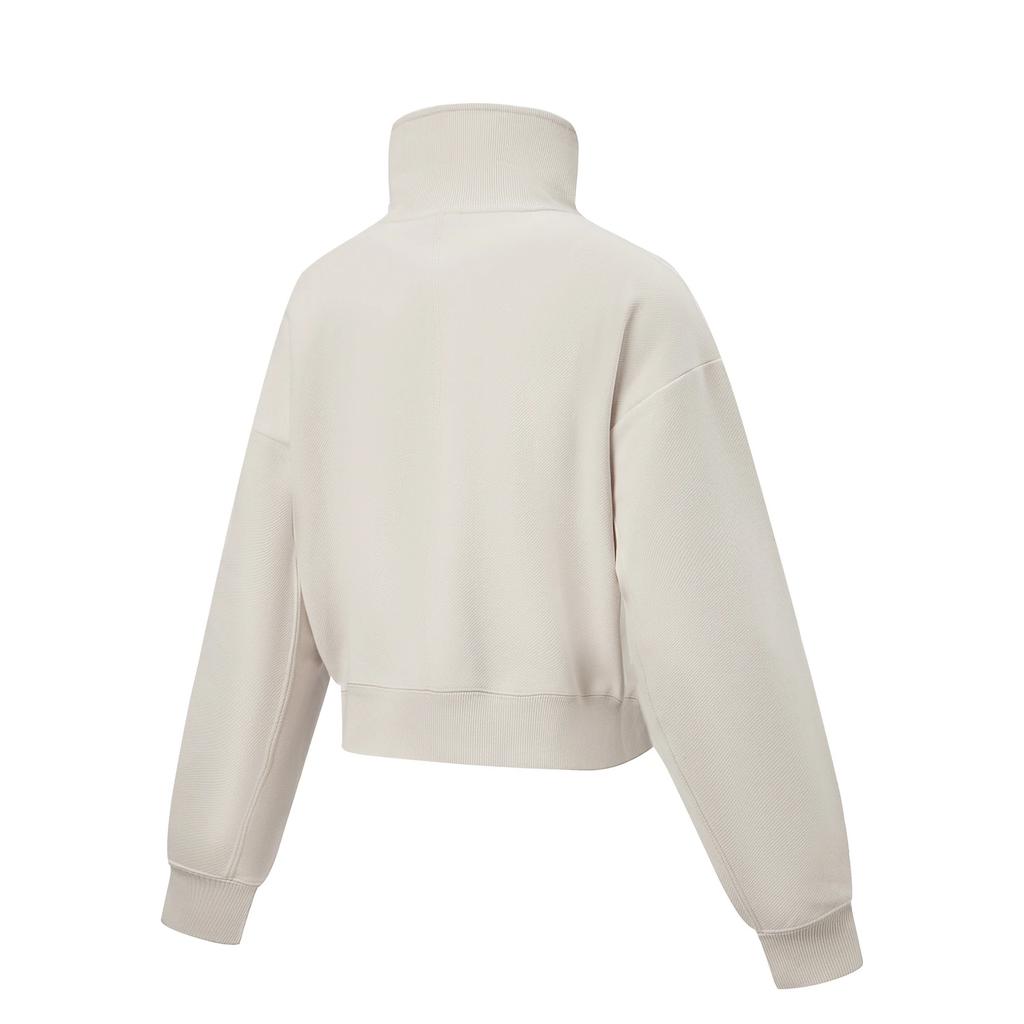 Li-Ning Fitness Series Simple Stand Collar Versatile Fashion Loose Cardigan Sweatshirt Women Sweatshirt AWDW238-3