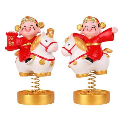 God of Wealth Statue Resin Shaking Decor Luxury Blessing Ornament Chinese New Year Gift for Home Office Desktop