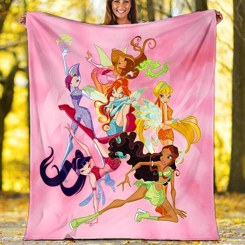 Winx Club printed throw blanket—lightweight,soft,warm;versatile blanket for all seasons—perfect as &air-conditioning throw,nap blanket
