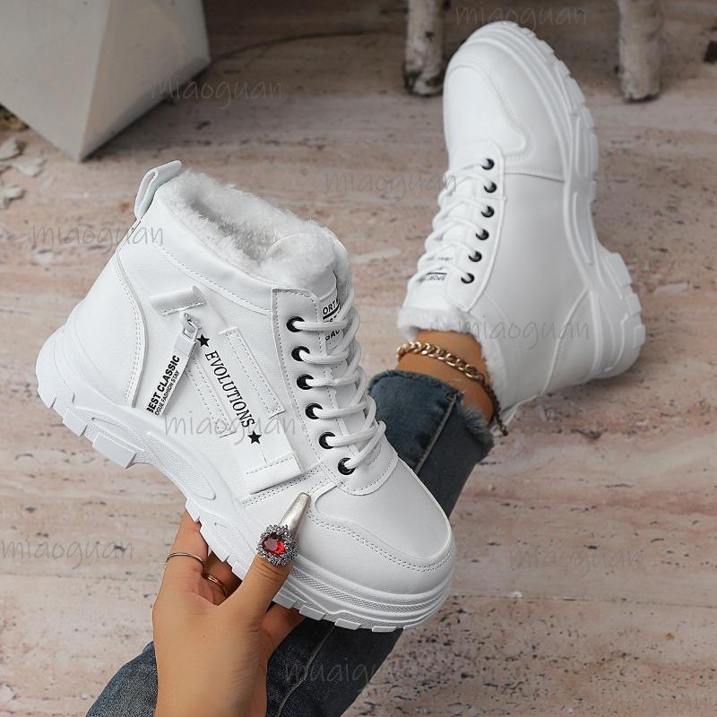2026 Winter Platform Cotton Shoes Women's New Chunky Plush Lace-Up Warm Snow Boots for Women Botas Mujer Large Size 36-45 Botas