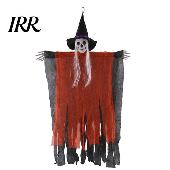 Halloween Courtyard Decorations 38" Hanging Witch Decoration, Spooky Scary Flying Skeleton Ghost Haunted House for Outdoor, Indoor Porch Yard
