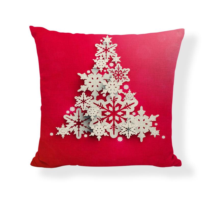 Red Series Santa Claus Pattern Throw Pillow Cover with Short Plush Print for Living Room Sofa Decoration Cushion Cover